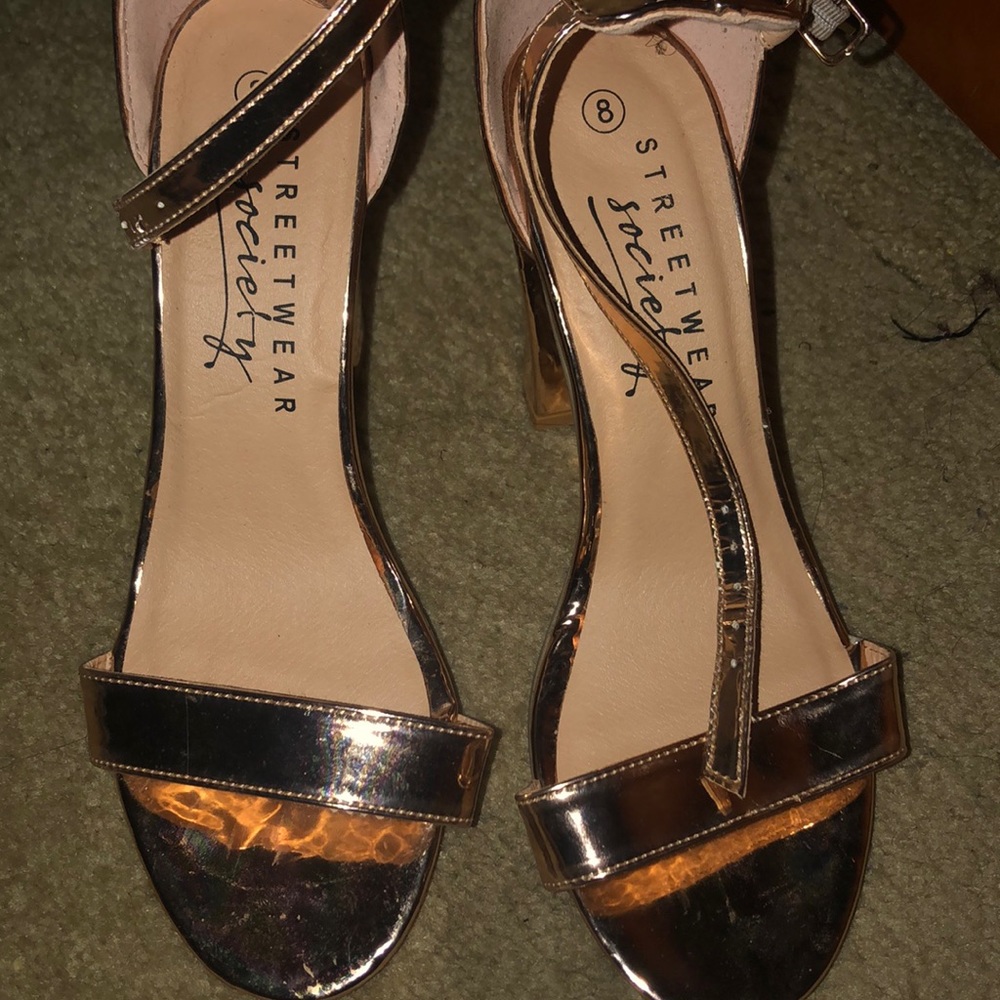 Gold Open toe heels